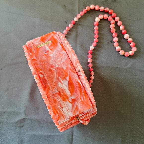 Cult Gaia Acrylic Luna Crossbody Bag Pink Beaded Strap - Picture 5 of 11